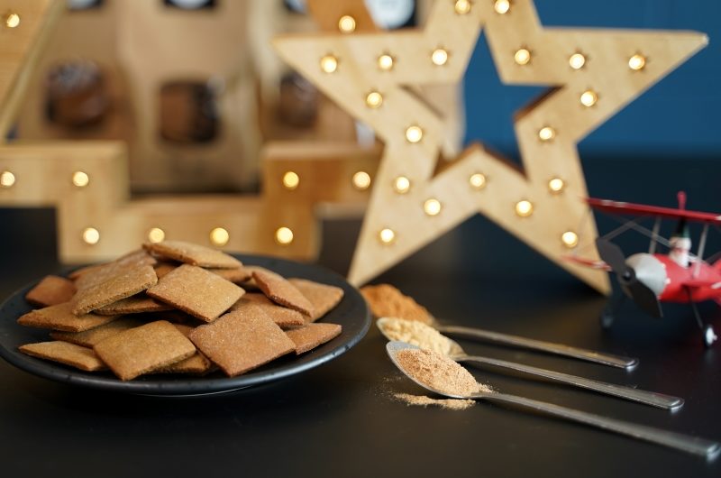 Piparkakut Christmas Cookies Piparkakut Christmas Cookies on a plate with three teaspoons full of spice