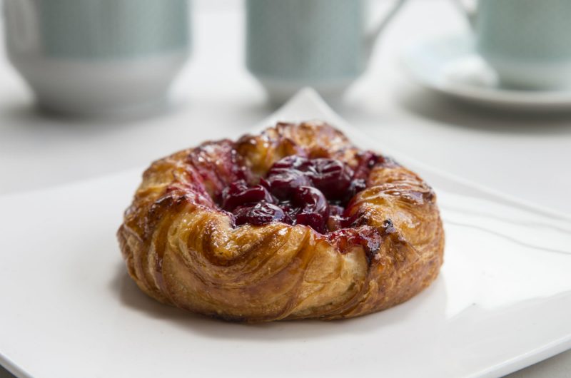 Cherry and ricotta danish pastry