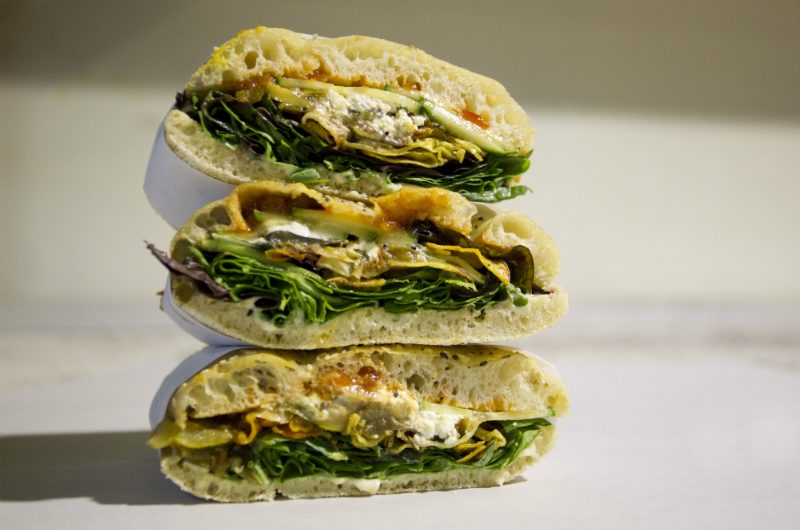 pide_sandwich A stack of three sandwiches in Turkish pide bread from side on