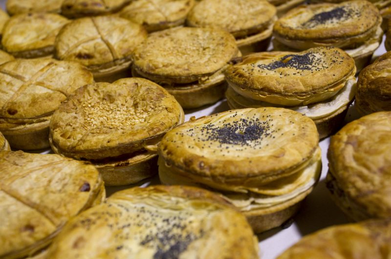 rows of handmade gourmet pies